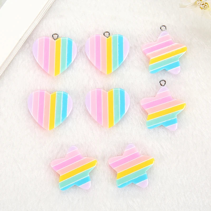 10pcs Earring Rainbow Heart and Star Charms