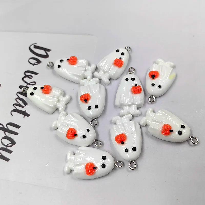 10pcs Kawaii Halloween Charms for Jewelry Making Cute Ghost Pumpkin Pendants Diy Keychain Necklace Finding C1302