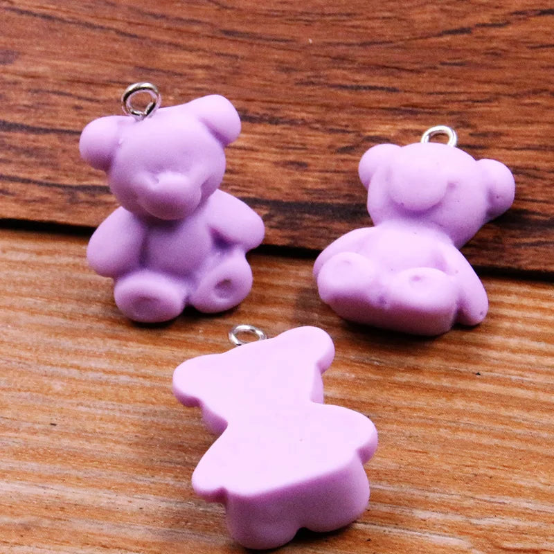 10Pcs 18X24MM Cute 6 Color Bear Resin Earring Charms