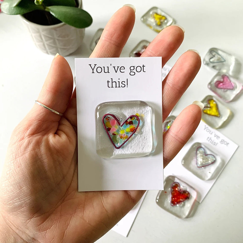 Glass Heart Pocket Hug Token Gift Cards Durable Father's Day Gifts Gift For Brithday