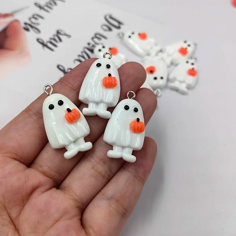 10pcs Kawaii Halloween Charms for Jewelry Making Cute Ghost Pumpkin Pendants Diy Keychain Necklace Finding C1302