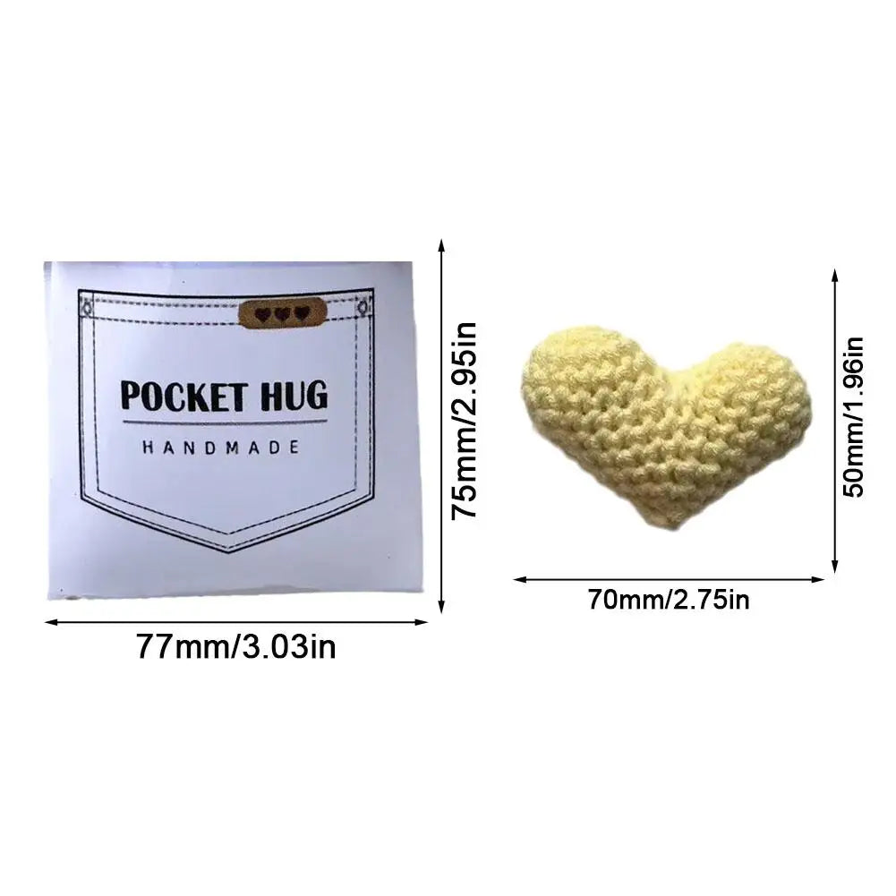 Pocket Hug Heart Greeting Crocheted Love Heart Pocket Gifts Hug Valentines Hug Pocket Token Day Handmade Birthday Crocheted C4F0