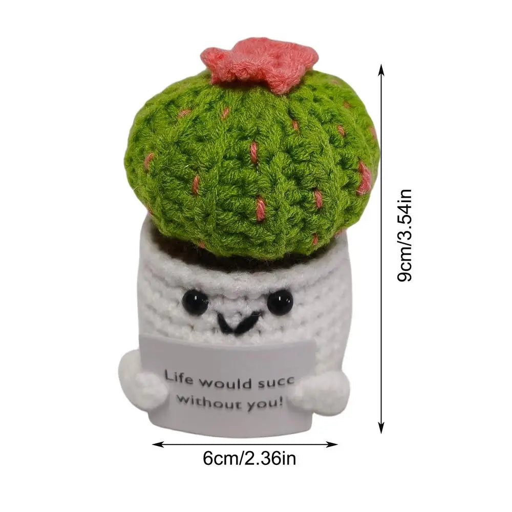 Emotional Support Knitted Gift Crochet Pickle Doll With Positive Card Funny Crochet Doll Inspirational Gifts For Boys Children