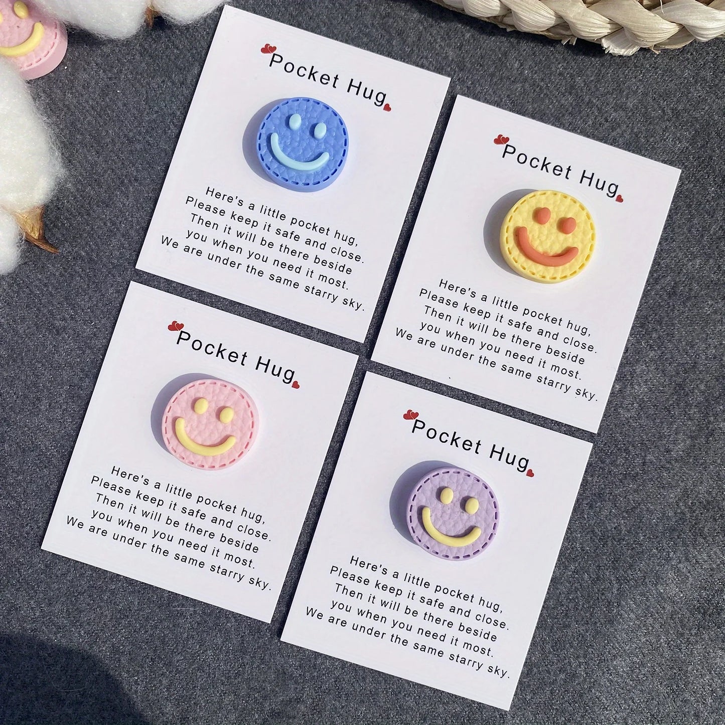 1 set, small pocket hug cards, 3D resin smiley greeting cards, special birthday wedding party Valentine's Day gifts, I love you