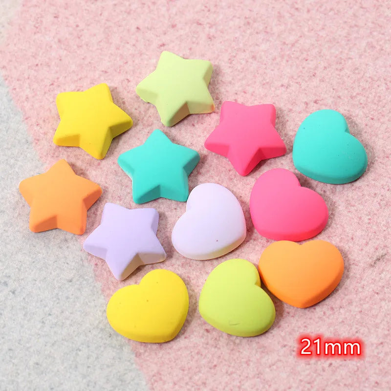 10Pcs Glitter Powder Hearts Flatback Resin Cabochons