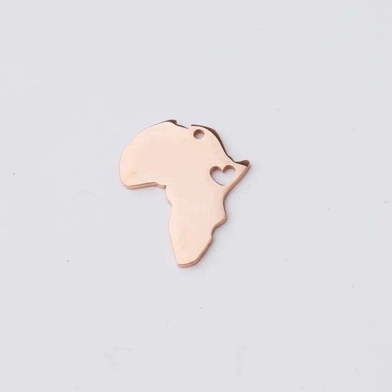 10pcs 4 Color Stainless Steel Hollow Africa Map Pendant Charms