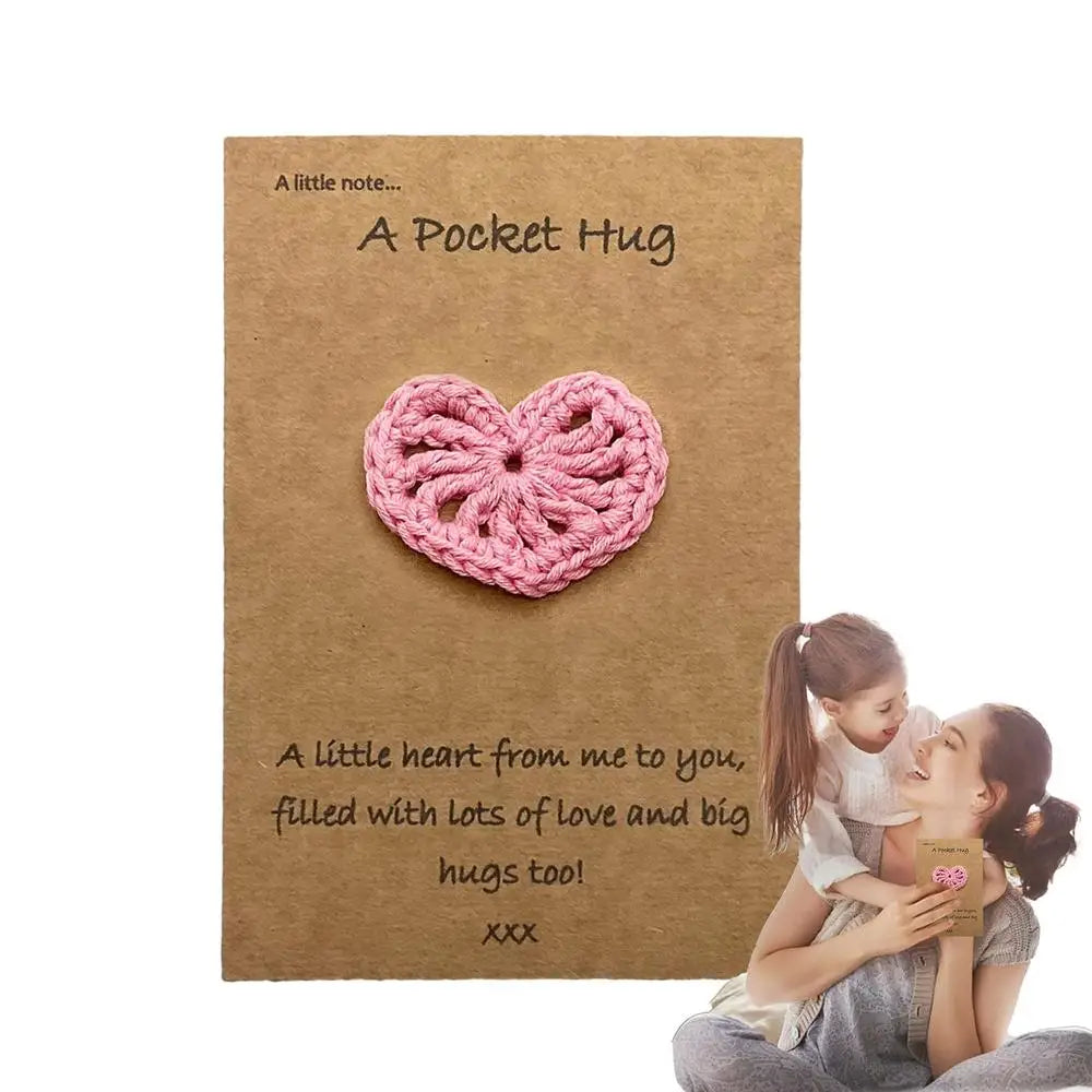 Pocket Hug Heart Crochet Keepsake Love Notes Handcrafted Cute Thoughtful Ocket Hug Heart With Card For Mother's Day End Of The