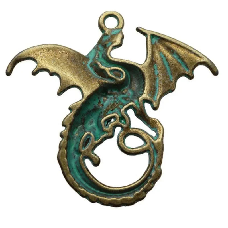 WZNB 5Pcs 43x46mm Ancient Sliver Dragon Charms Animals Pendant for Jewelry Findings Making Handmade Necklace Diy Accessories