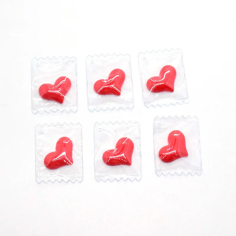 10pcs Cute Transparent Candy Small Hearts Charms