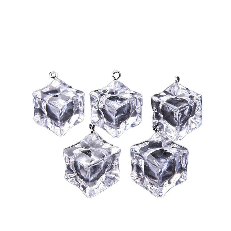 30pcs19x19mm Transparent Ice Cube Resin Charms Pendant for Making Diy Jewelry  Necklace Earrings Keychain Accessories