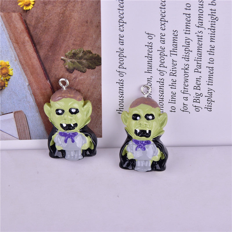 Mix 10pcs 3D Zombie Castle Ghost Halloween Resin Charms Pendant  for DIY Earring  Keychain Jewelry Making