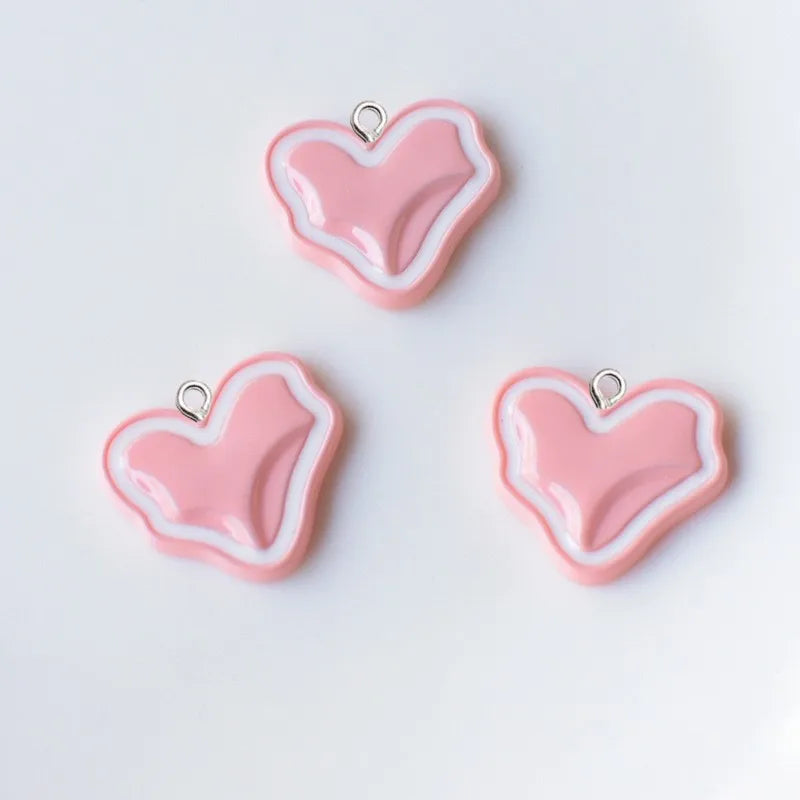 10Pcs Colorful Irregular Love Heart Resin Charms