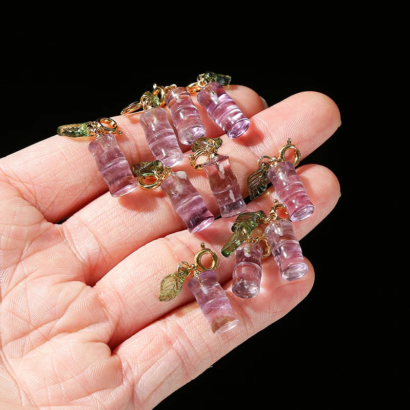 1 Pc Natural Amethyst Carved Bamboo Shape