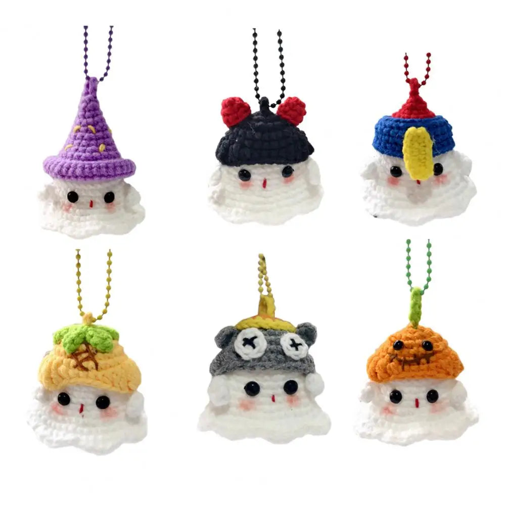 Kawaii Knitten Wool Ghost Doll Halloween Home Decoration Creative Crochet Dolls Pendant Keychain Halloween Party Gift Room Decor