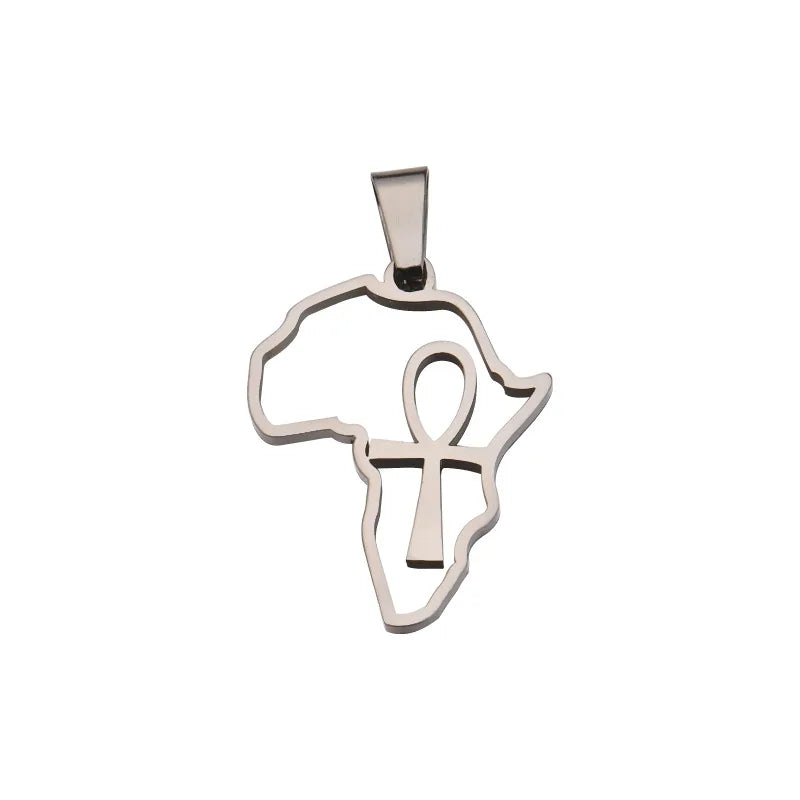 10pcs 4 Color Stainless Steel Hollow Africa Map Pendant Charms