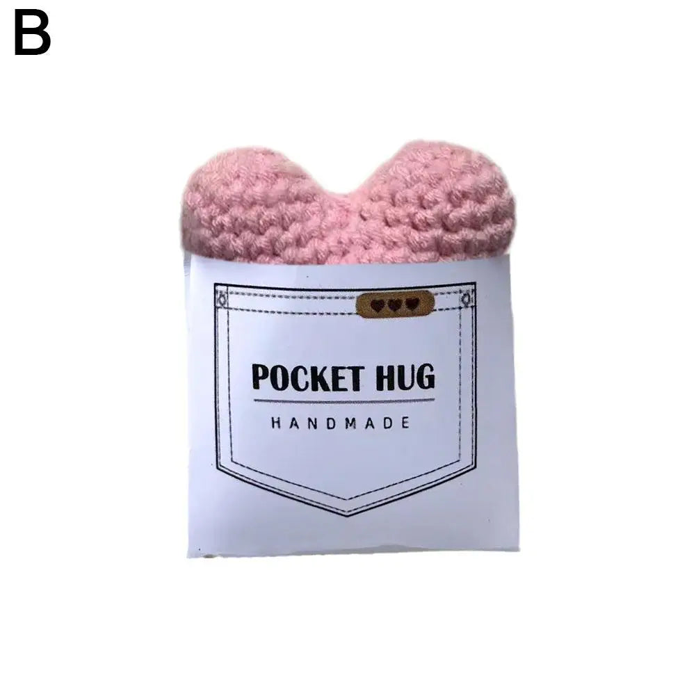 Pocket Hug Heart Greeting Crocheted Love Heart Pocket Gifts Hug Valentines Hug Pocket Token Day Handmade Birthday Crocheted C4F0