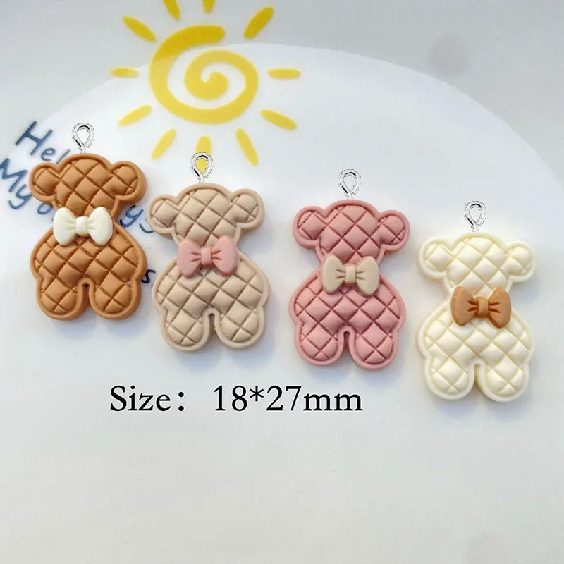 10Pcs Kawaii Cartoon Bear Flat back Resin Charms Scrapbooking Earrings Jewelry Making Accessories DIY Pendants Decoration Craft