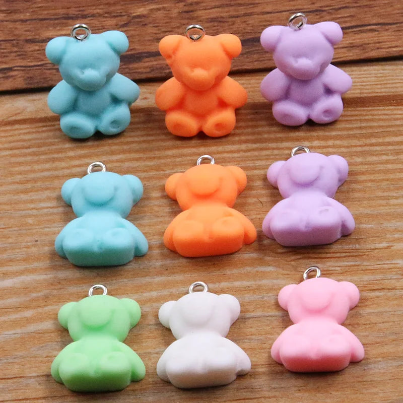 10Pcs 18X24MM Cute 6 Color Bear Resin Earring Charms