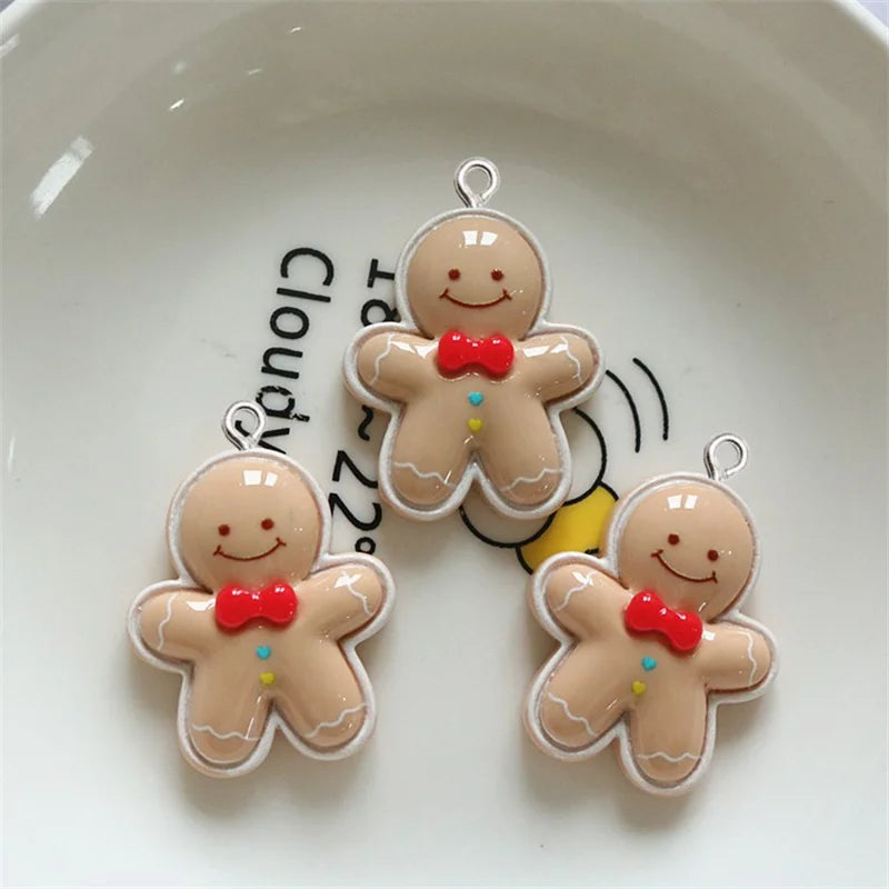 10Pcs Christmas Bear Rabbit Snowman Resin Charms