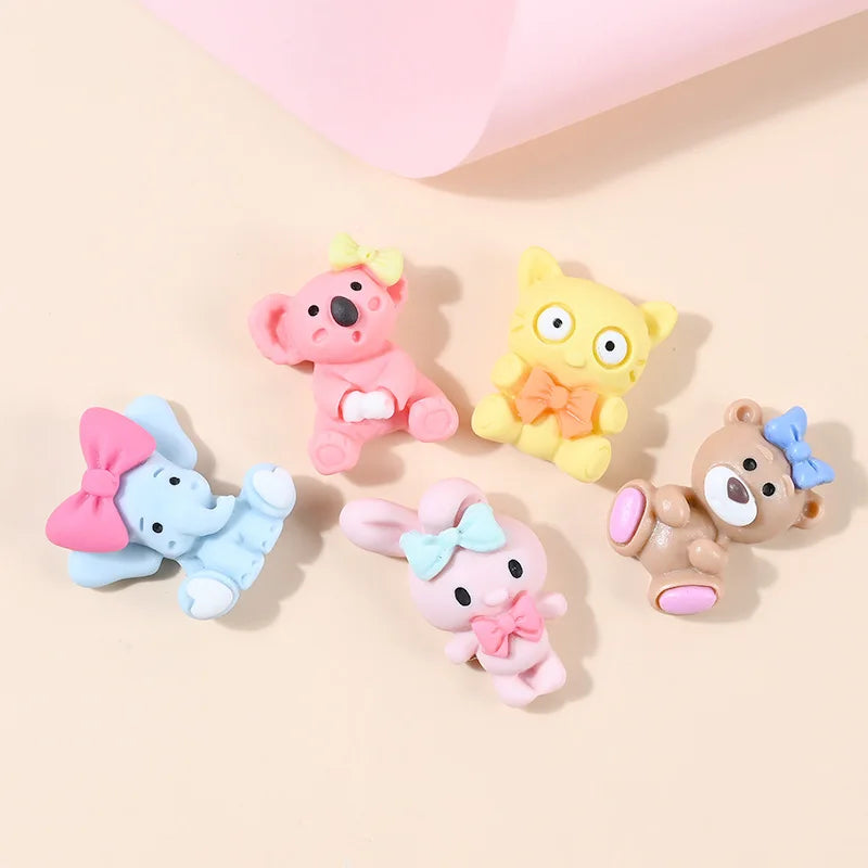 10pcs Cartoon Animal Elephant Cat Bear Rabbit Cute Charms