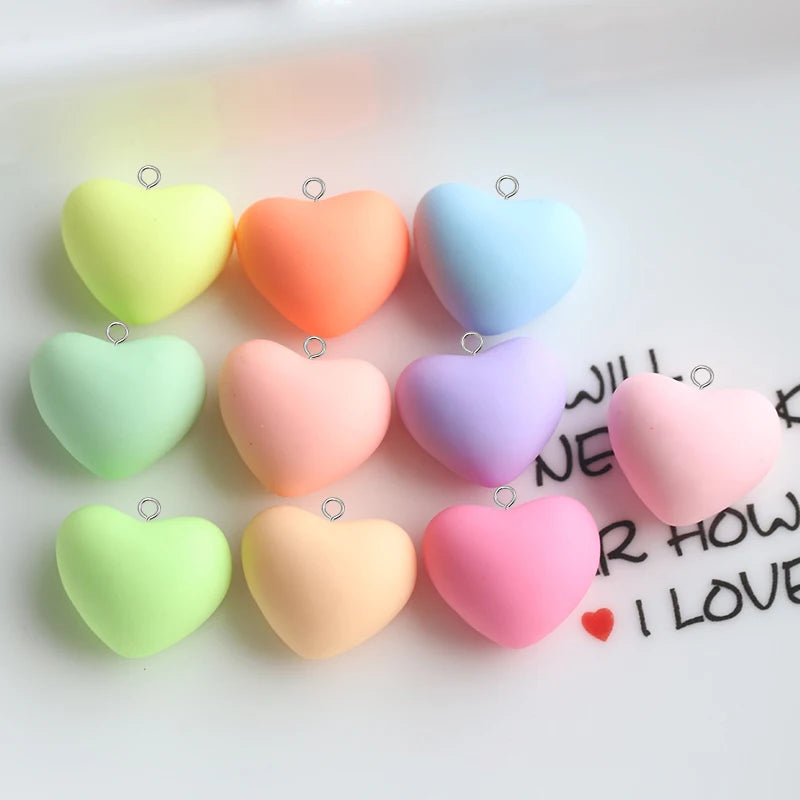 Mix 10pcs/pack Cute Resin Bulging Love Heart Charms Solid 3D Small Hearts Pendant For Earring Bracelet  DIY Jewelry Making