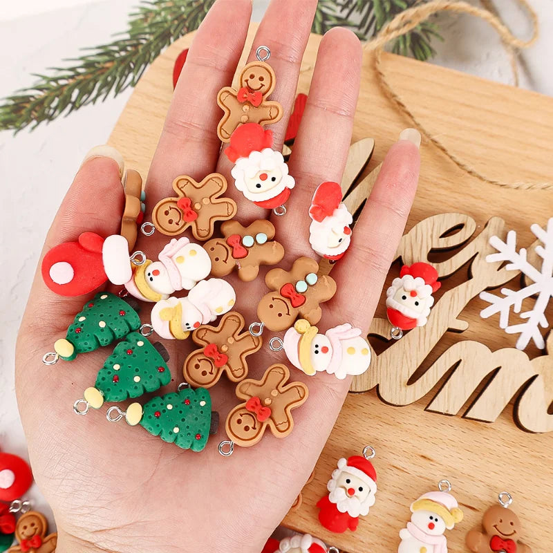 10pcs Cute Christmas Earring Resin Charms