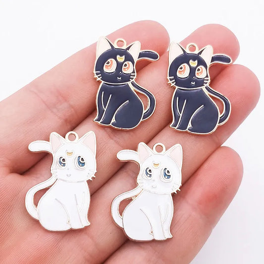 10PcsNew Arrival Cute Cat Charms Alloy Pendant For Making Diy Bracelet Necklace Earrings Keychain Handmade Accessories Supplies