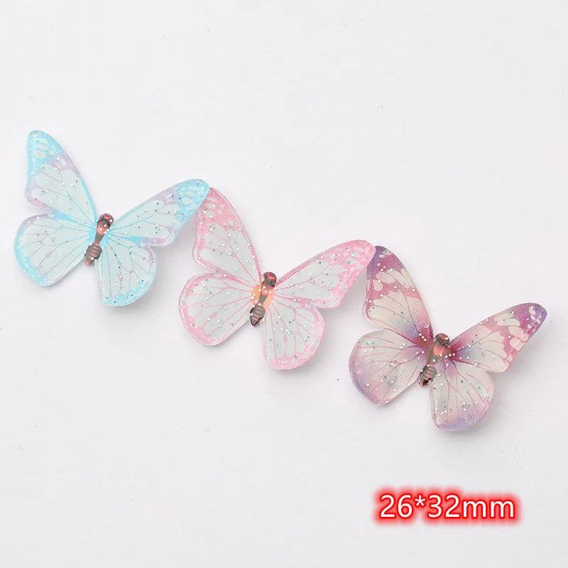 10Pcs Glitter Powder Hearts Flatback Resin Cabochons