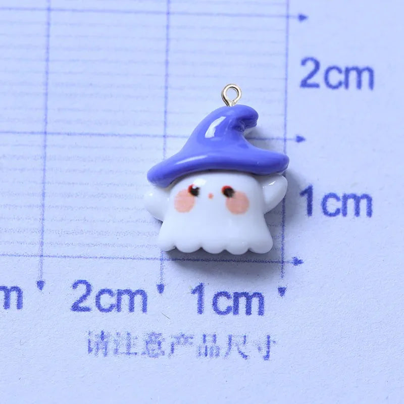 10Pcs Cute Halloween Ghost Series Resin Charms