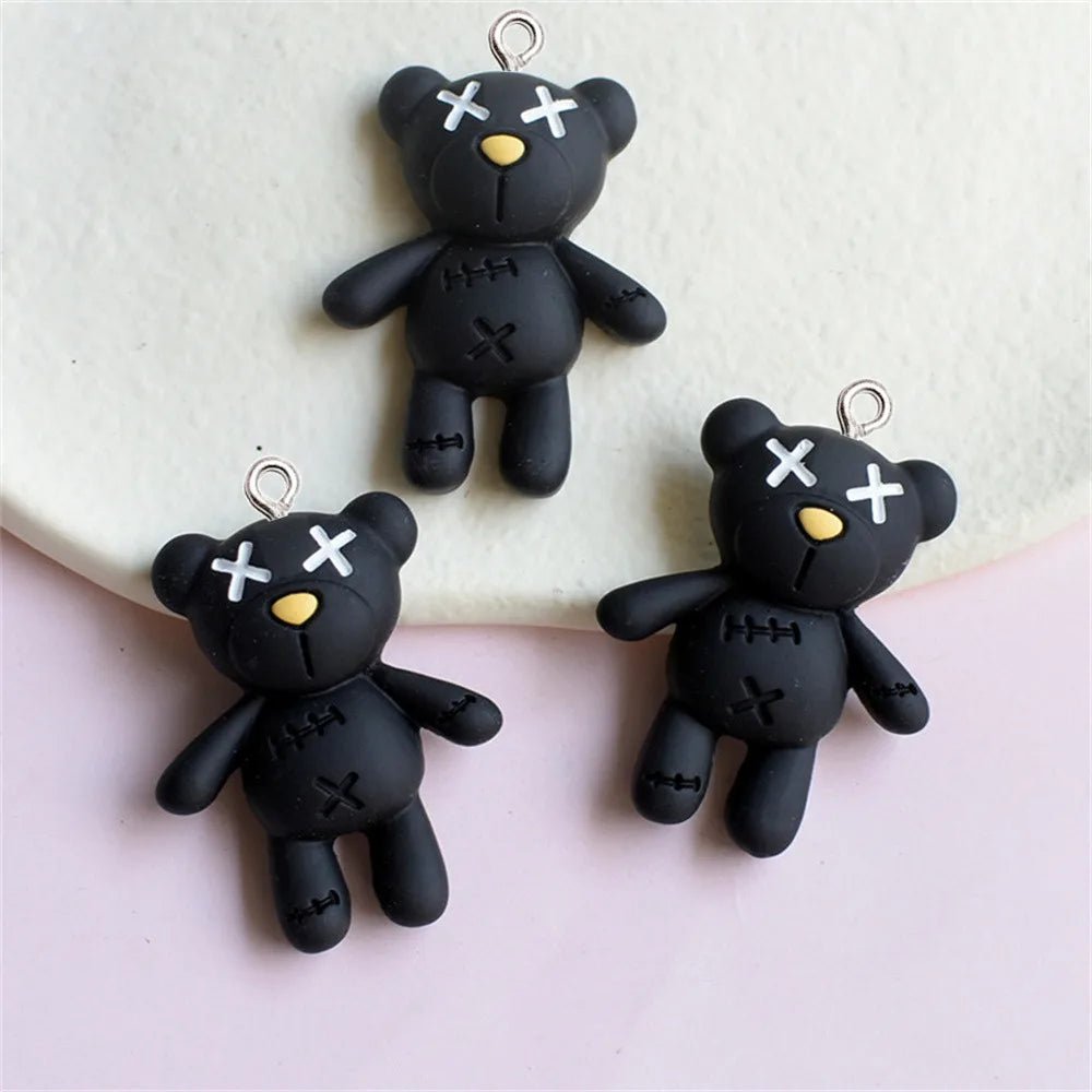 10pcs Trendy Cartoon Bear Resin Charms Keyring Pendant Jewelry Making DIY Handmade Bracelet Necklace Earrings Floating Accessory