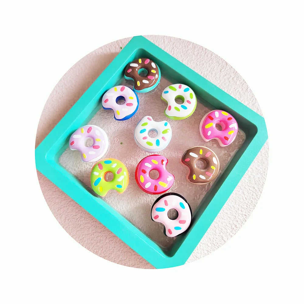 Wholesale! Kawaii Simulation Miniature Chocolate Donuts Resin Flat Back Phone Charm for Slime Crafts Scrapbooking