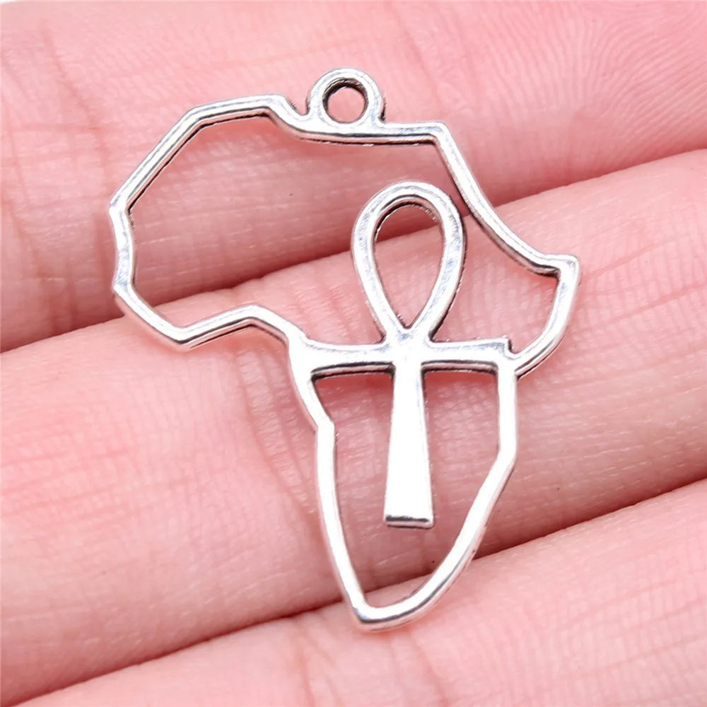 10pcs/lot 31x26mm Africa Series Life Key Ankh Cross Charms For Jewelry Making Antique Silver Color 1.22x1.02inch