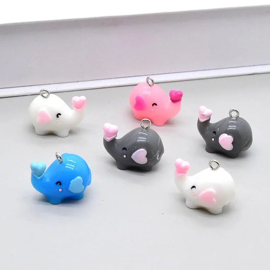 10pcs Kawaii Heart Small Elephant Resin Charms Lovely Animal Pendant For Earring Bracelet Couple Jewelry Make Diy Accessory