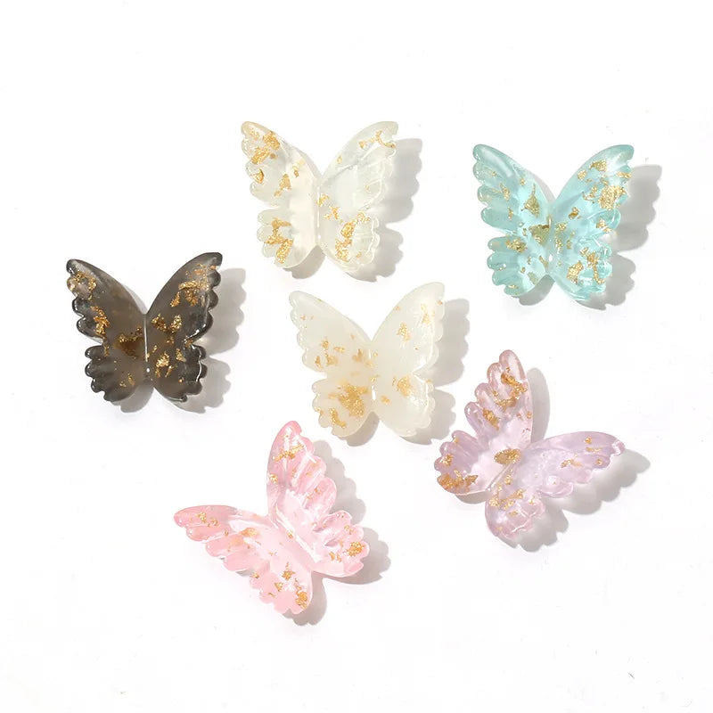 10Pcs Glitter Powder Hearts Flatback Resin Cabochons