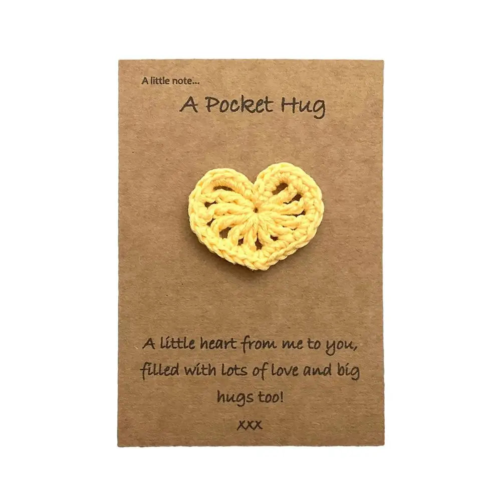 Crocheted Heart Pocket Hug Crochet Keepsake Love Notes Handmade Thoughtful Pocket Hug Crochet Heart Greeting Card For Birthday