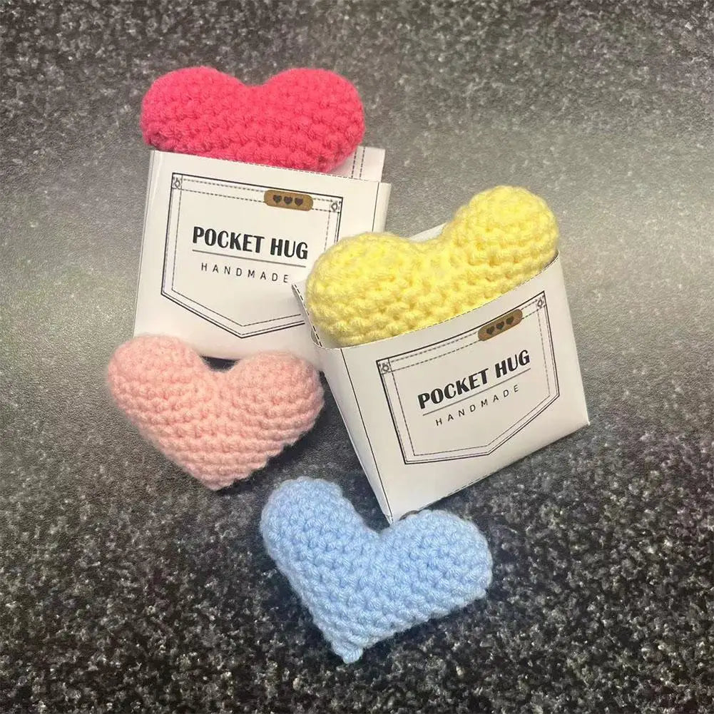 Pocket Hug Heart Greeting Crocheted Love Heart Pocket Gifts Hug Valentines Hug Pocket Token Day Handmade Birthday Crocheted C4F0