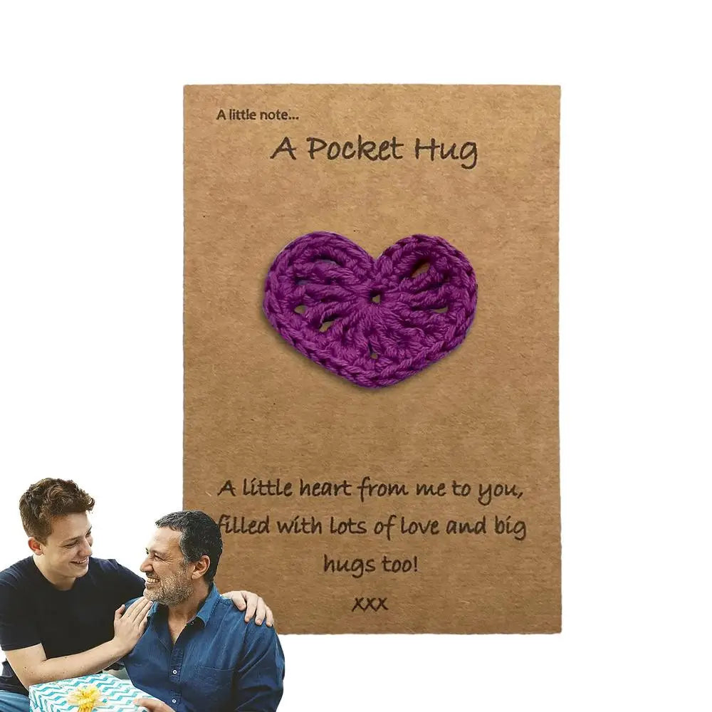 Crocheted Heart Pocket Hug Crochet Keepsake Love Notes Handmade Thoughtful Pocket Hug Crochet Heart Greeting Card For Birthday