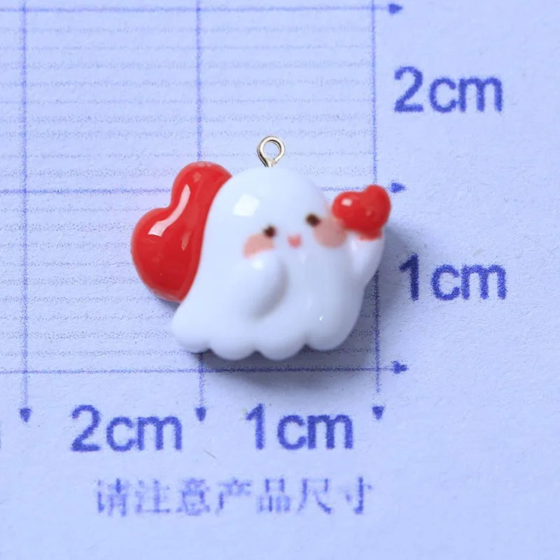 10Pcs Cute Halloween Ghost Series Resin Charms