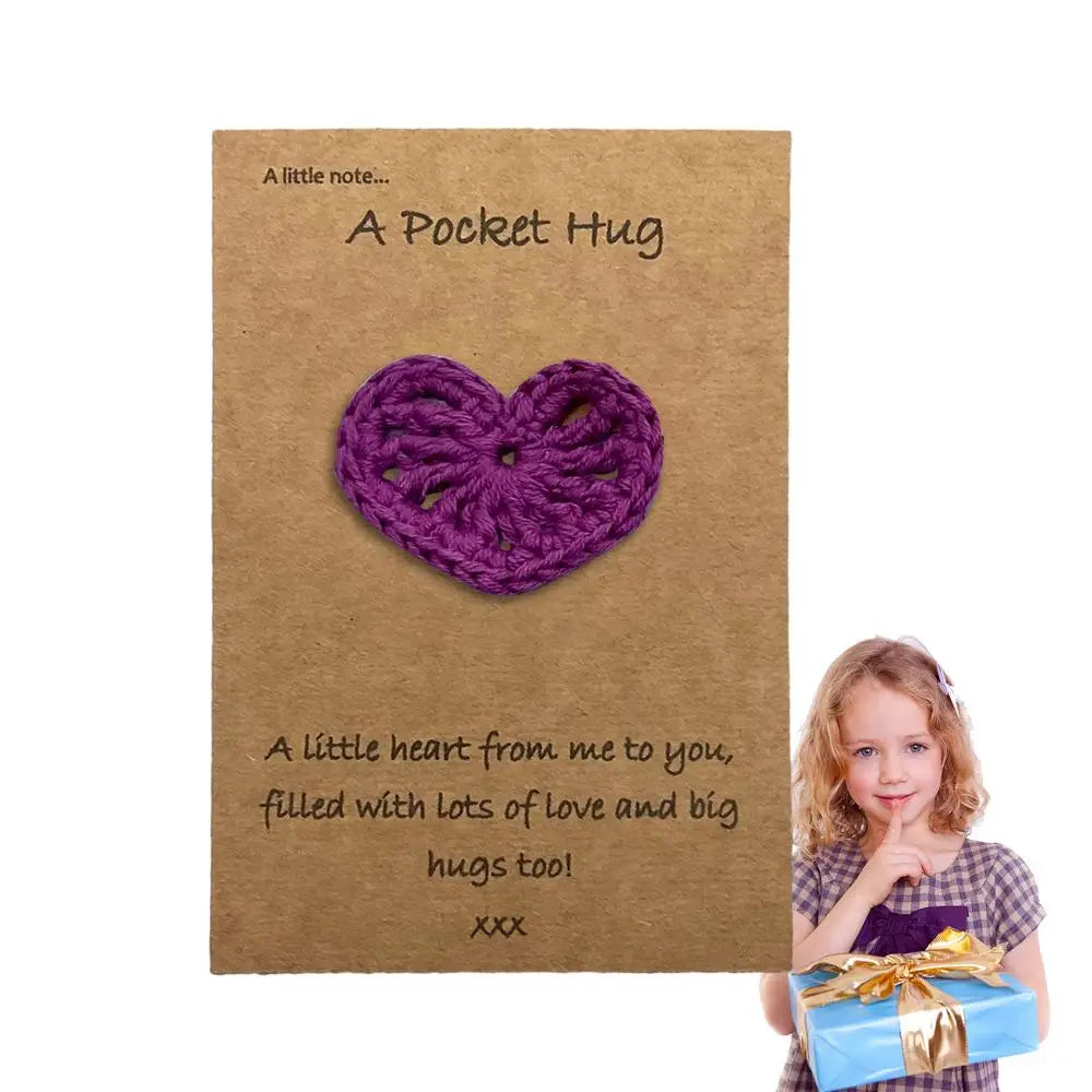 Pocket Hug Heart Crochet Keepsake Love Notes Handcrafted Cute Thoughtful Ocket Hug Heart With Card For Mother's Day End Of The