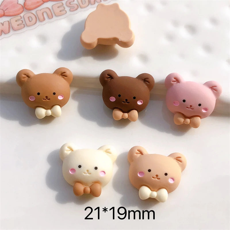 10Pcs Lovely Animal Bear Head Charms For Earrings Keychain Jewelry Making Cute Pendants Flatback Patch for Fridge Magnet C956