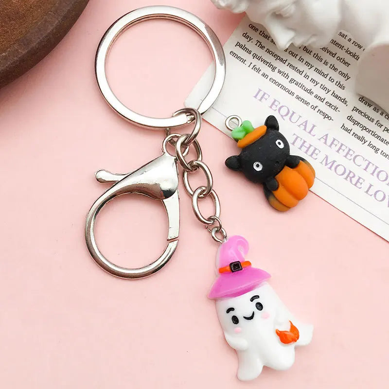 10Pcs Kawaii Resin Cartoon Halloween Charms Cute Pumpkin Ghost Pendants for Earrings Keychain DIY Jewelry Making Supplies