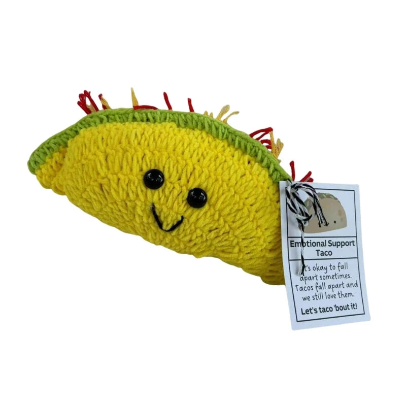 Crochet Tacos Dolls Cartoon Handmade Plush Knitted Toy with Encouragement Card Inspirational Gift Home Decors 203C