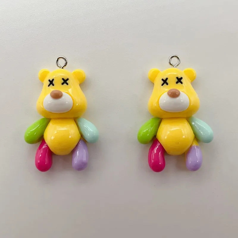 10pcs resin color bear charm cute