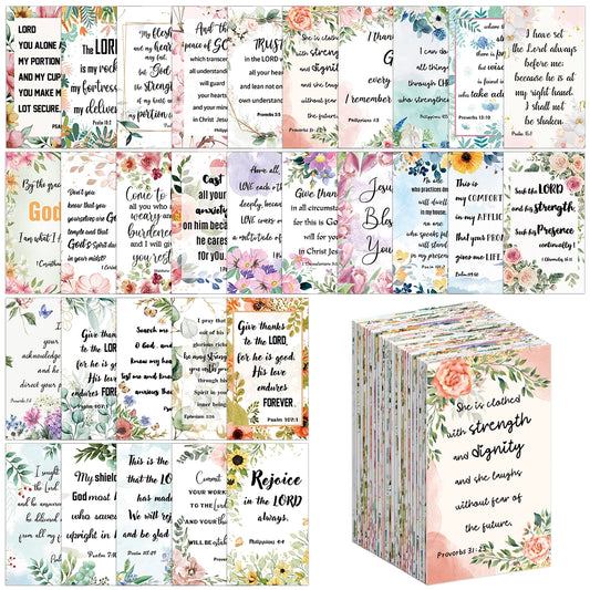 60pcs/pack Floral Bible Verse Cards Prayer Cards for Women Mini Scripture Cards Inspirational Quote Cards Christian Gifts