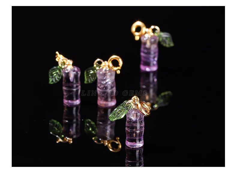 1 Pc Natural Amethyst Carved Bamboo Shape