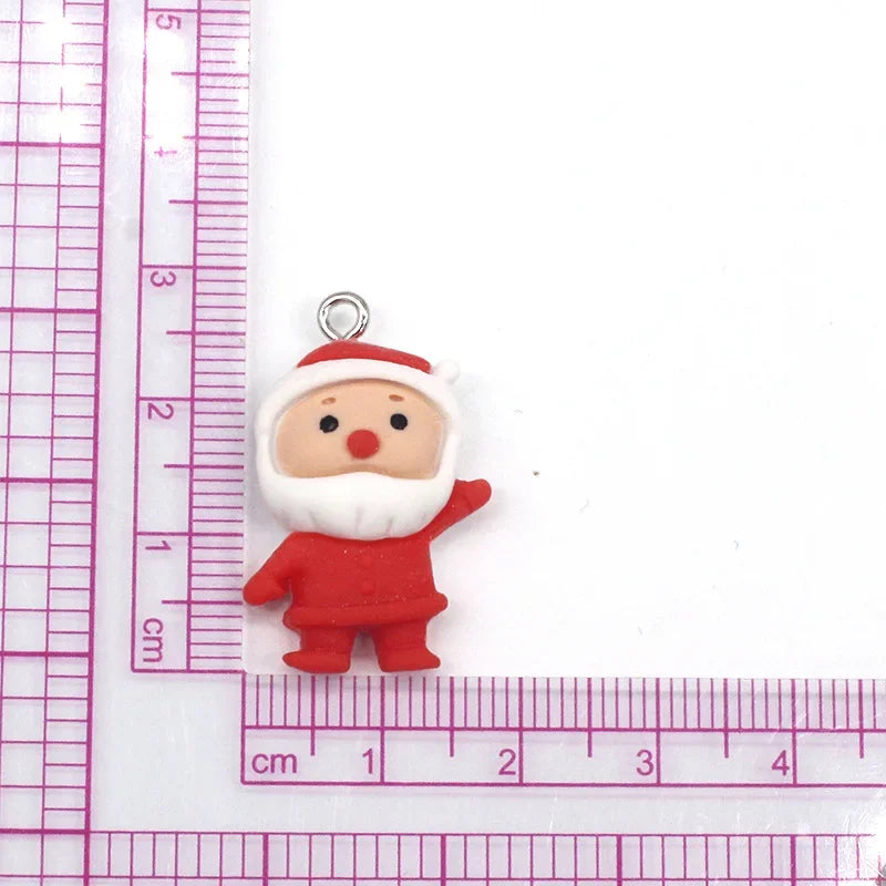 10Pcs 3D Kawaii Santa Claus Resin Charms