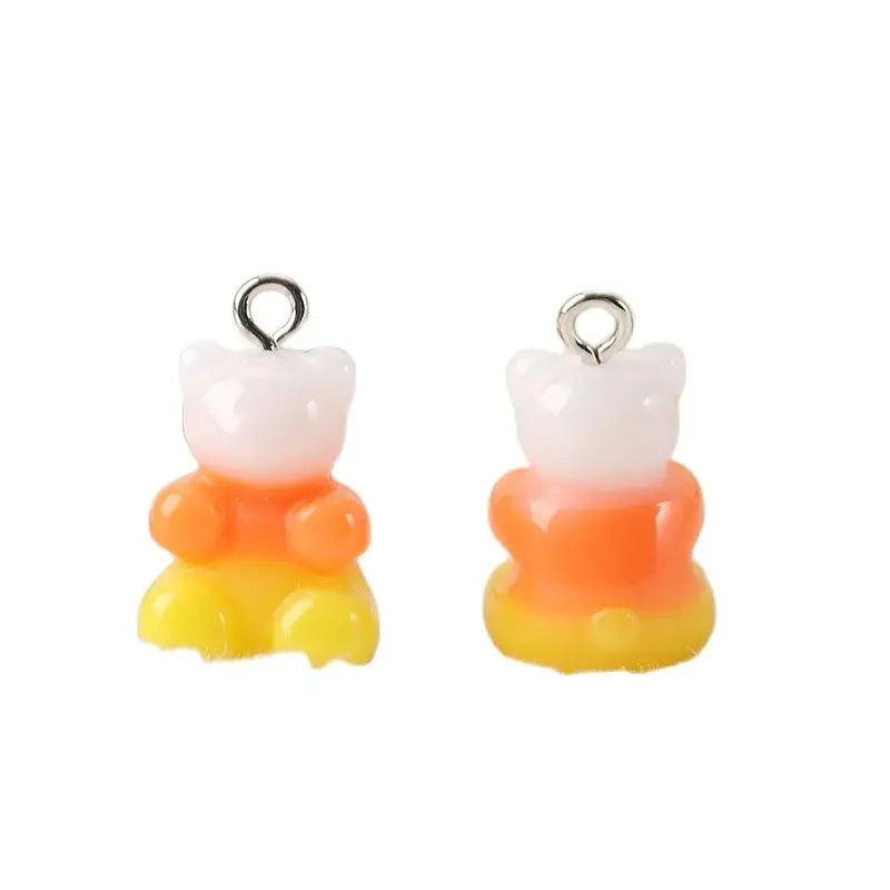 10Pcs Halloween 3D Candy Corn Bear Charms Resin Pendant For Keychain Necklace  Jewelry Diy Making