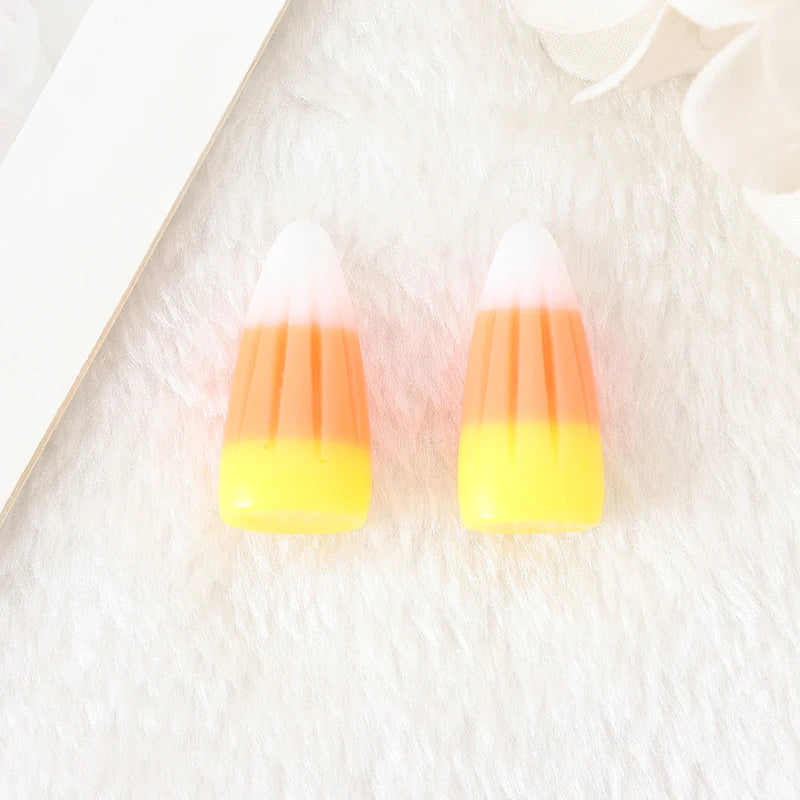 10Pcs Halloween Candy Corn Charms Creative Resin Pendant For Keychain Necklace  Jewelry Diy Making