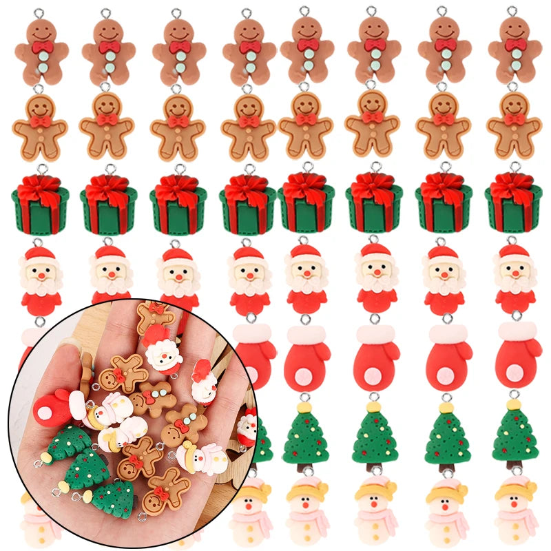 10pcs Cute Christmas Earring Resin Charms