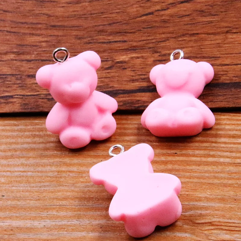 10Pcs 18X24MM Cute 6 Color Bear Resin Earring Charms